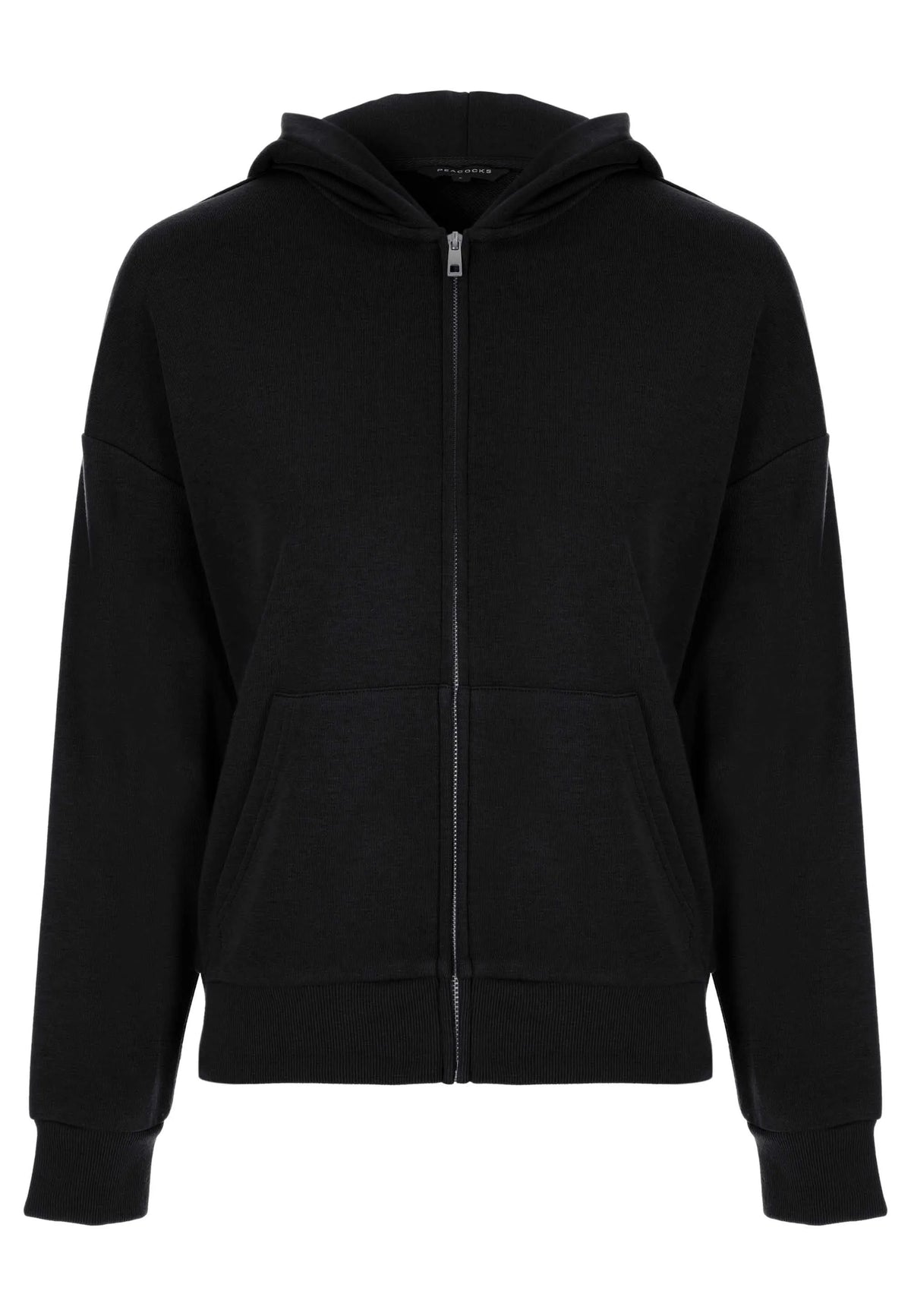 Womens Black Zip Through Hooded Sweatshirt