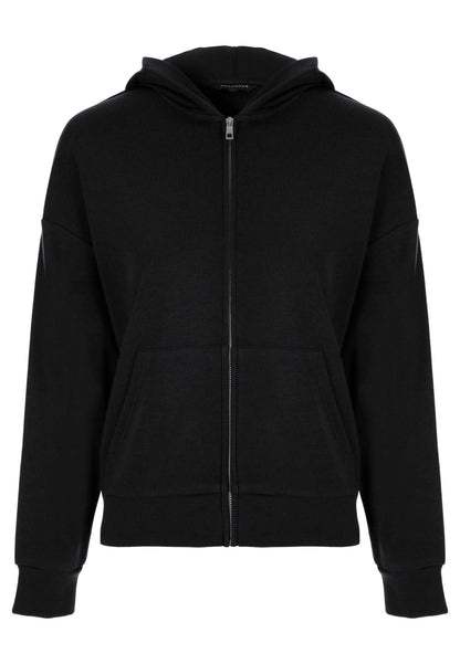 Womens Black Zip Through Hooded Sweatshirt