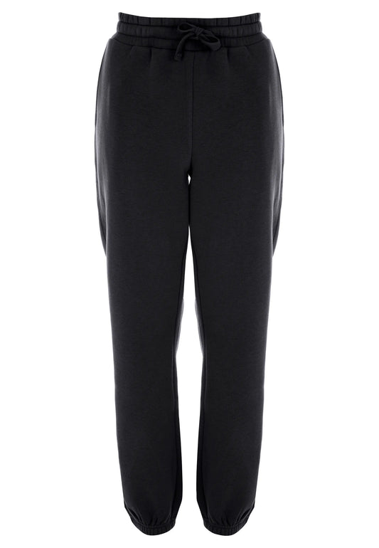Womens Black Cotton Rich Cuffed Joggers