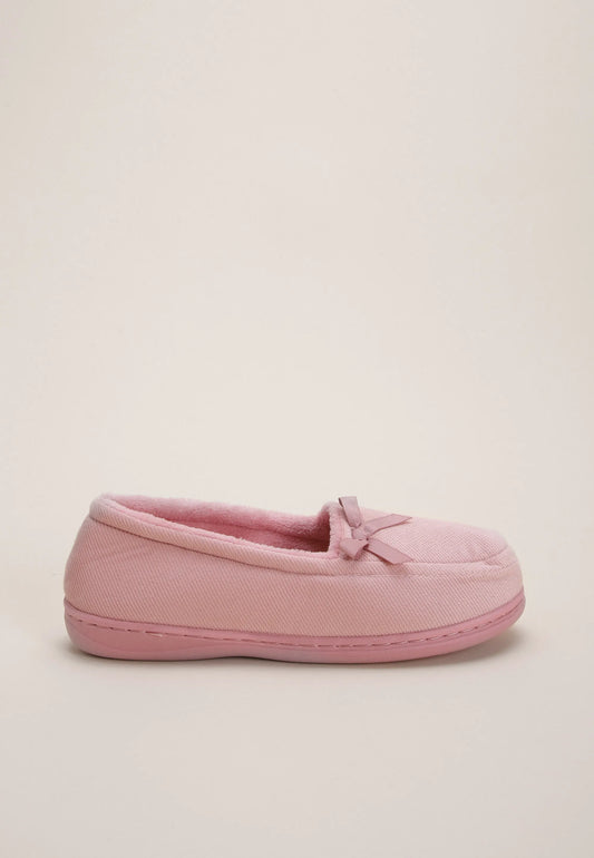 Womens Pink Woven Closed Back Slippers