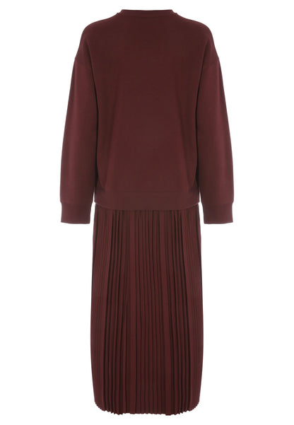Womens Burgundy 2 in 1 Sweatshirt Dress