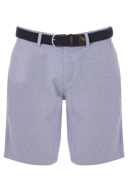 Mens Blue Stripe Cotton Blend Shorts with Belt