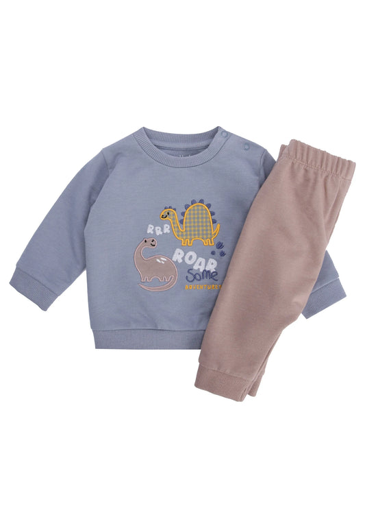Baby Boys Blue Dinosaur Applique Sweatshirt & Joggers Set