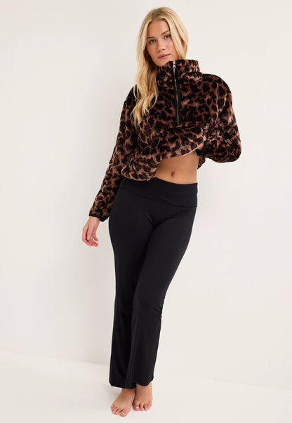 Womens Black Plain Flare Pyjama Bottoms