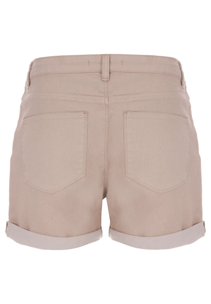 Womens Mocha Mid Length Denim Shorts