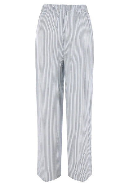 Womens Blue Woven Stripe Wide Leg Pyjama Bottoms