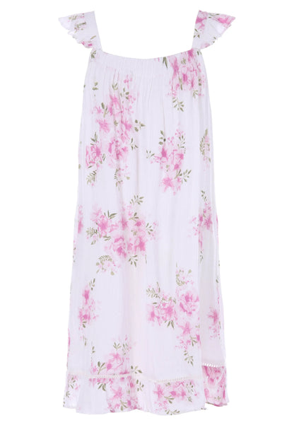Womens Pink Floral Woven Chemise Nightdress