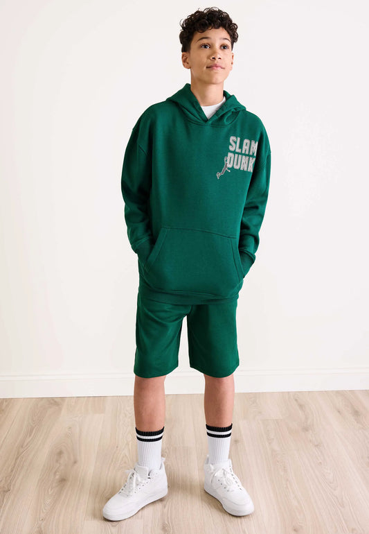Older Boys Green Drawstring Sweat Shorts
