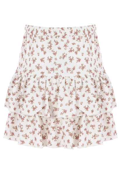 Older Girls White & Pink Floral  Ra-Ra Skirt