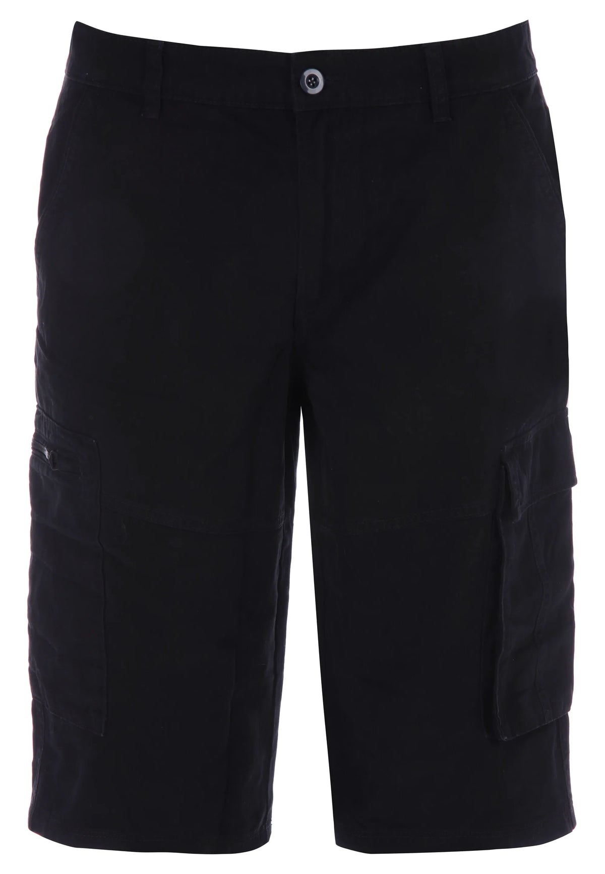 Mens Black Three Quarter Cargo Shorts