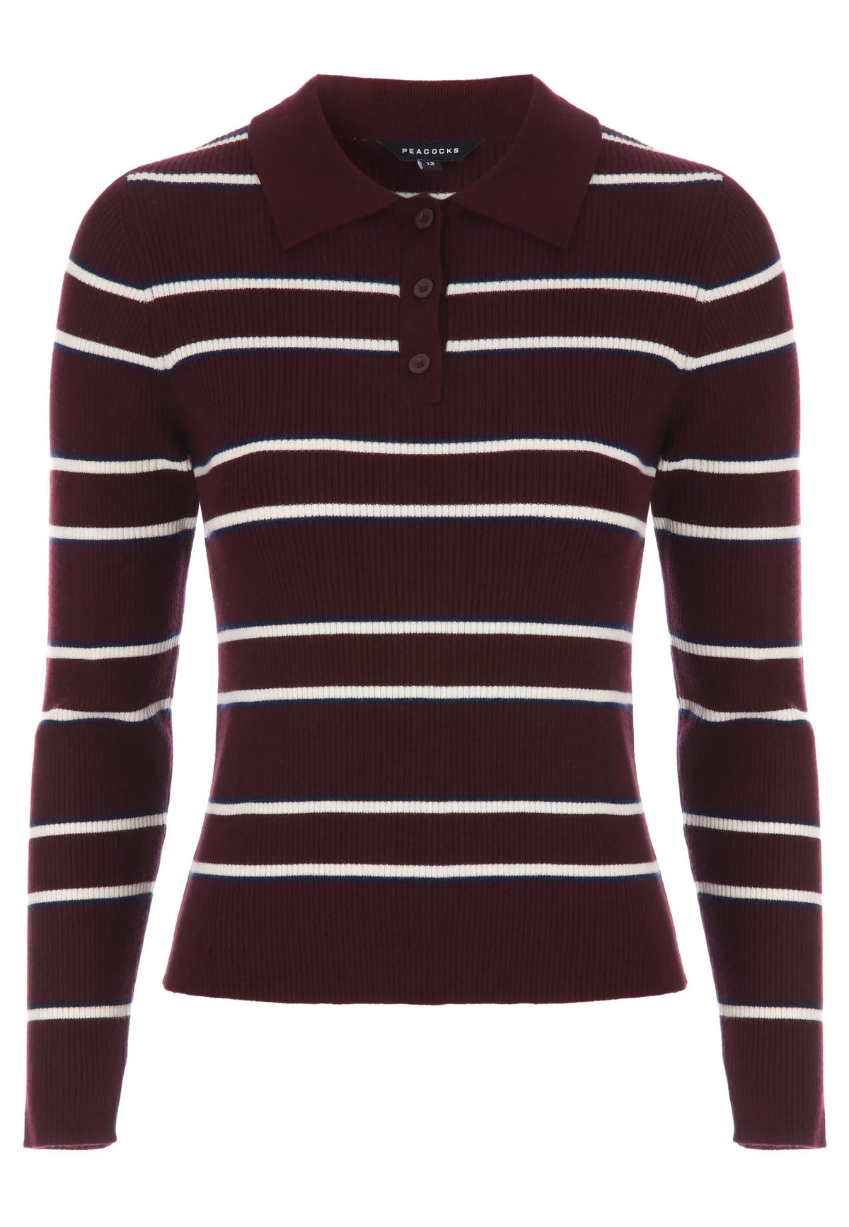 Womens Plum Stripe Collar Jumper