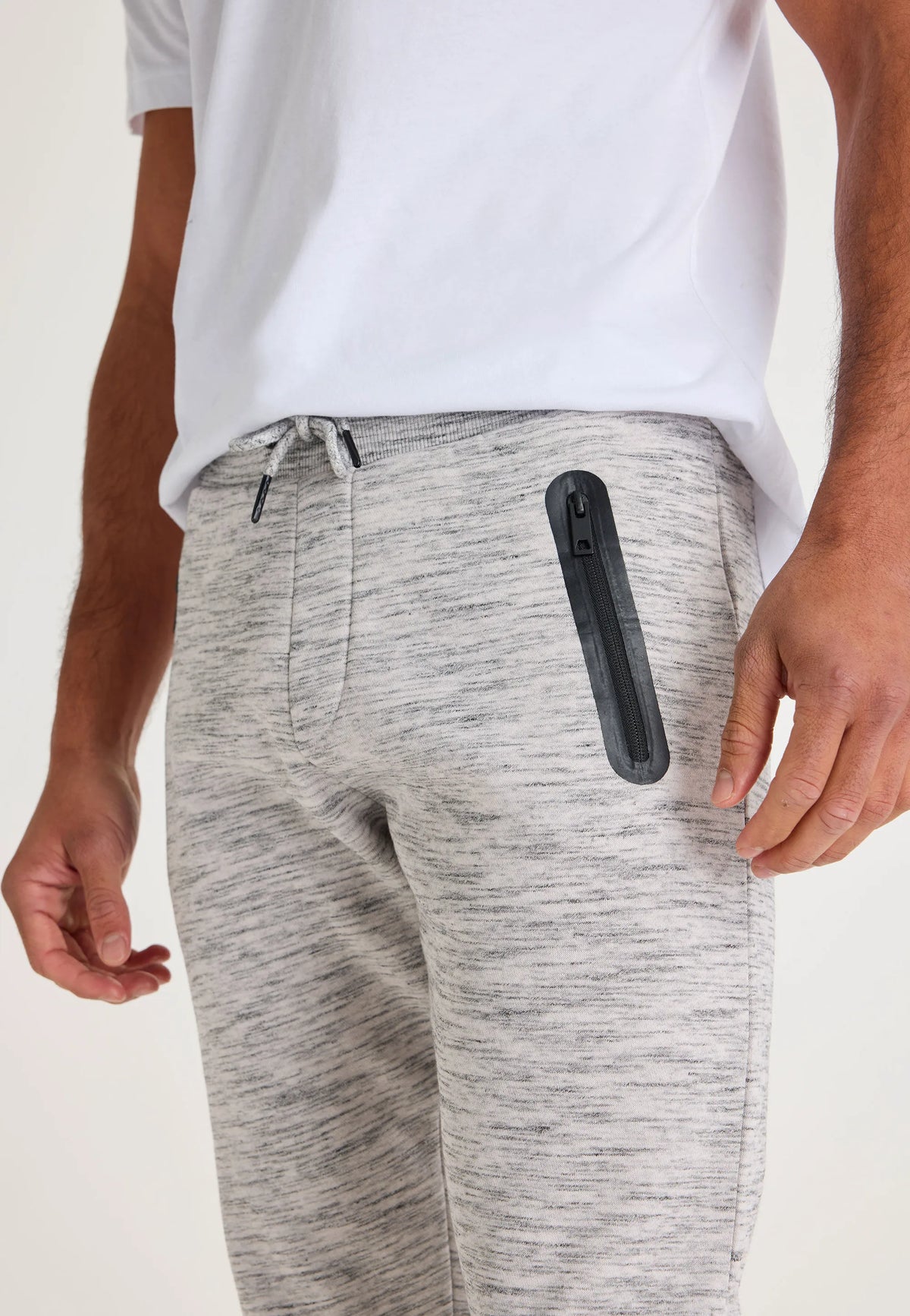 Mens Light Grey Textured Sports Joggers