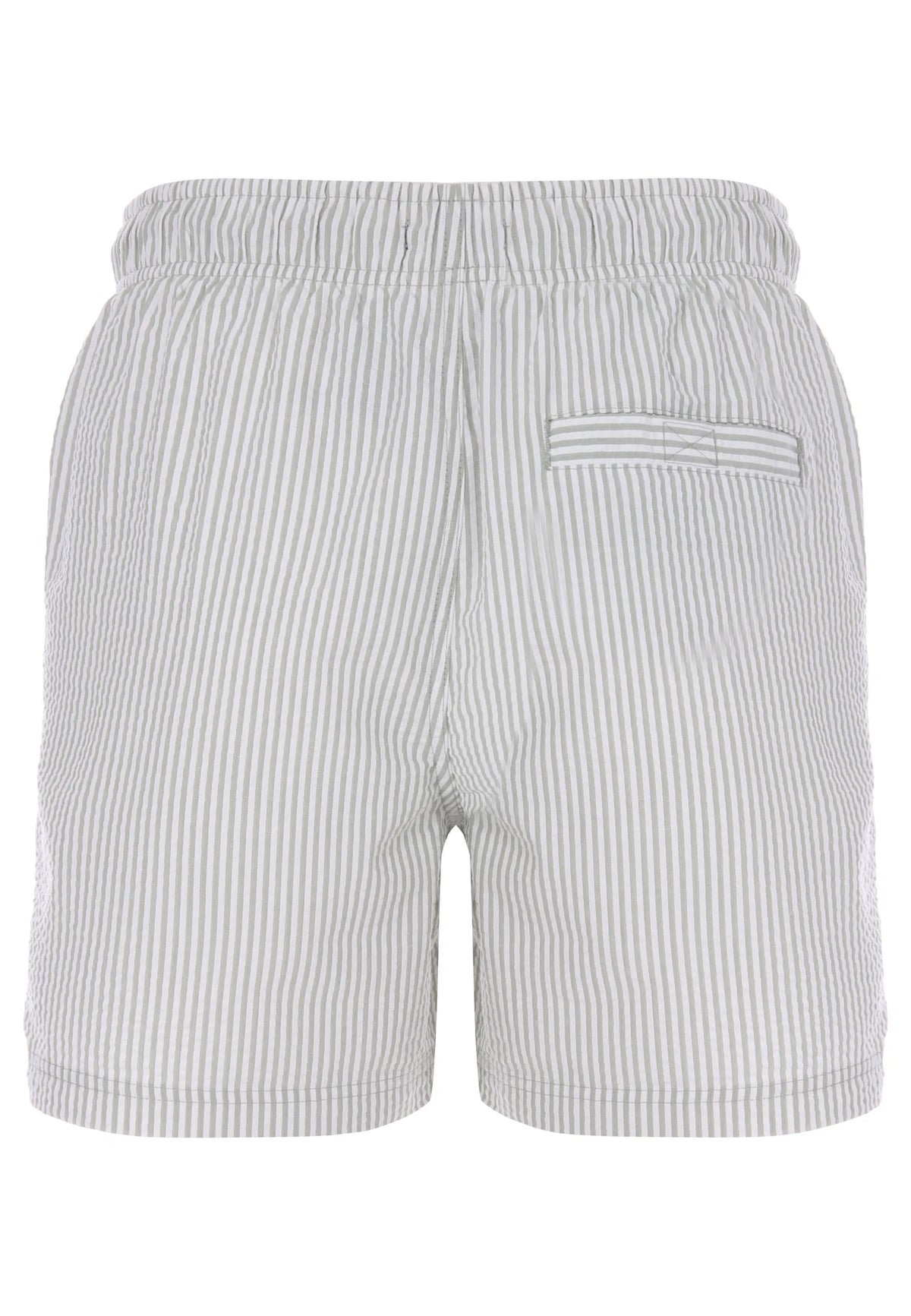 Mens Sage Stripe Seersucker Swim Shorts