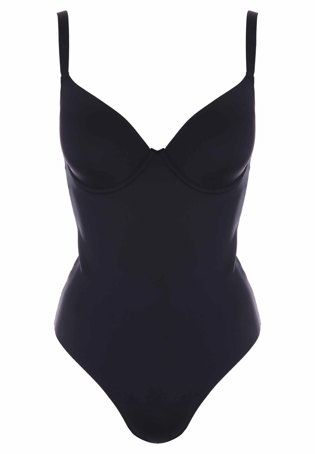 Womens Black Bonded Smoothing Plunge Body