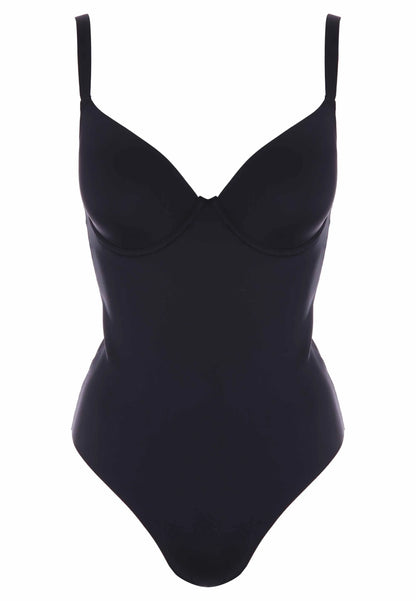 Womens Black Bonded Smoothing Plunge Body