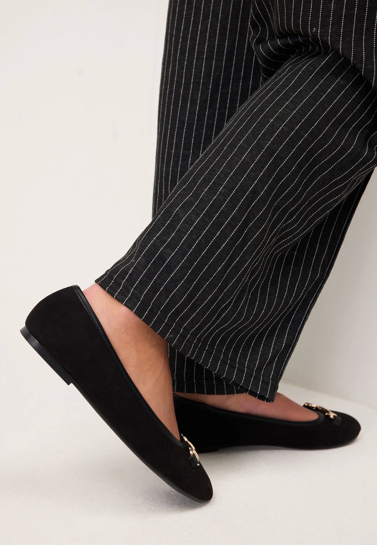 Womens Black Gold Snaffle Trim Ballet Pumps