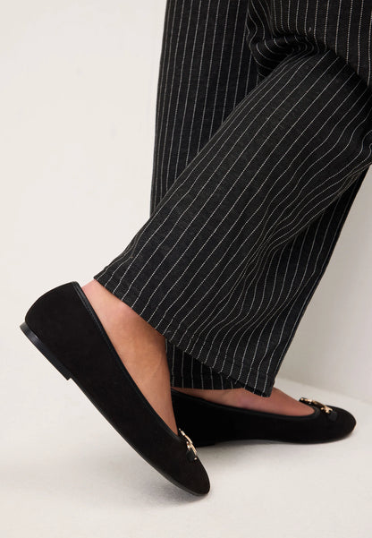 Womens Black Gold Snaffle Trim Ballet Pumps
