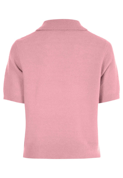 Womens Pink Diamante Button Collar Jumper