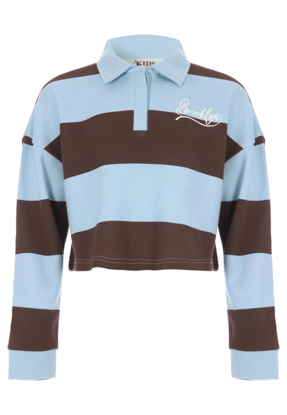 Older Girls Blue Stripe Rugby Sweatshirt Top