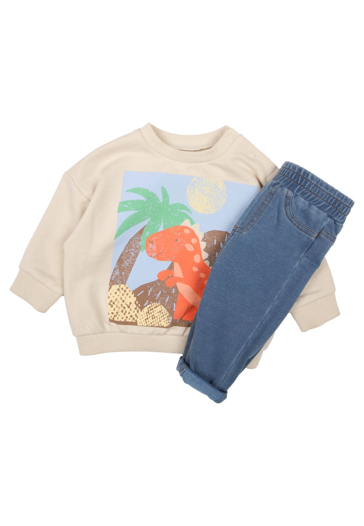 Baby Boys Stone Dinosaur Sweatshirt & Jeans Set