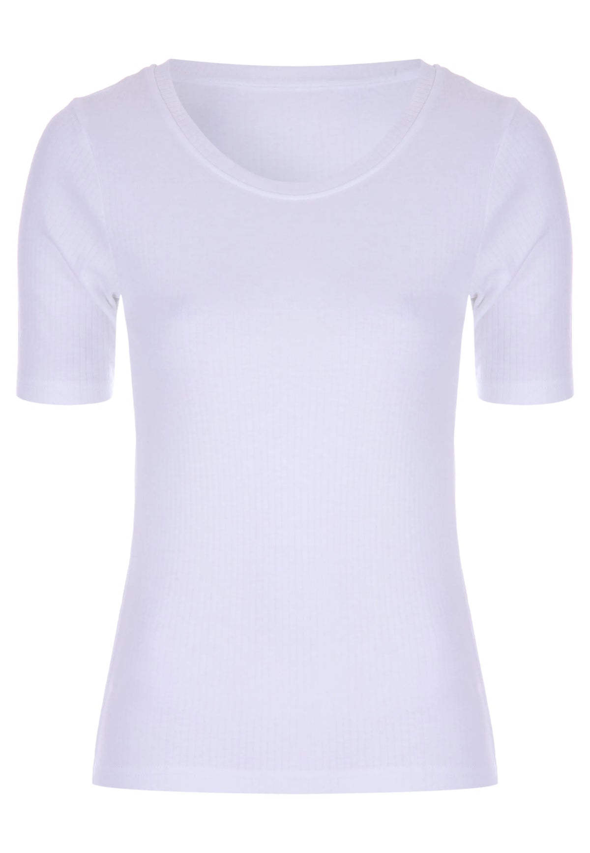 Womens White Thermal Ribbed Short Sleeve Top