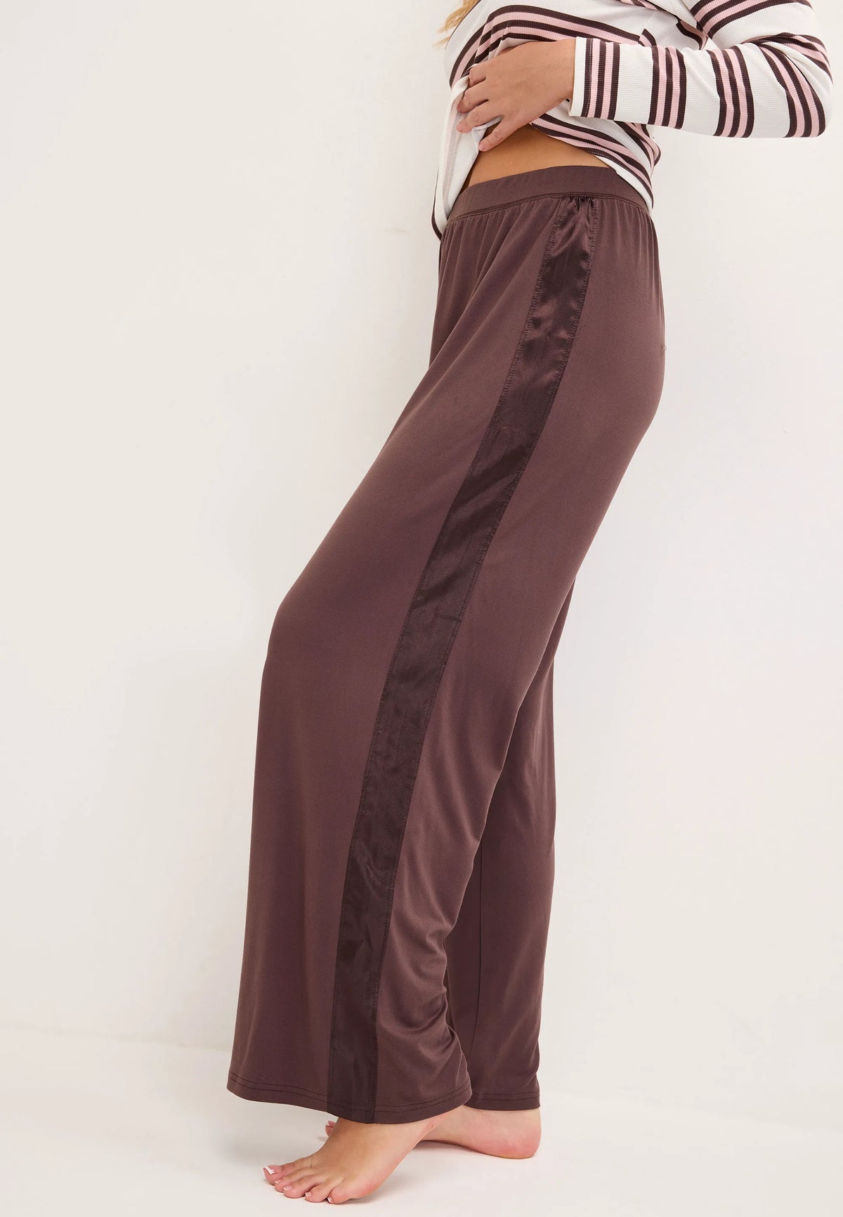 Womens Chocolate Brown Soft Touch Wide Leg Bottoms