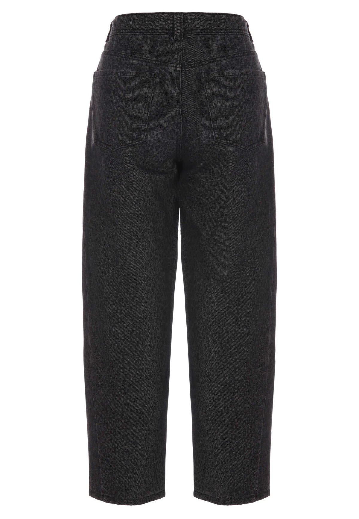 Womens Grey Leopard Print Barrel Jeans