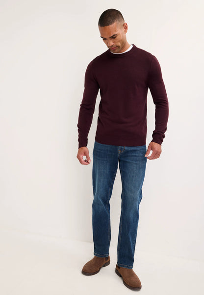 Mens Plum Soft Touch Crew Neck Jumper