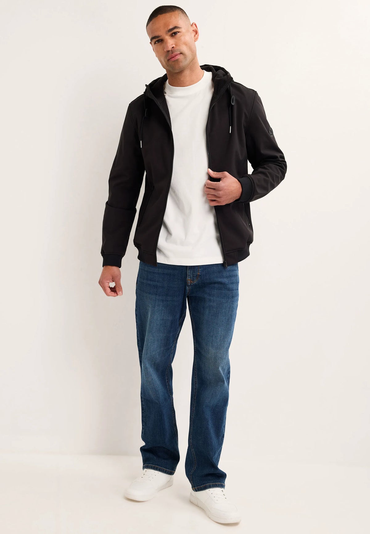 Mens Black Soft Shell Hooded Jacket