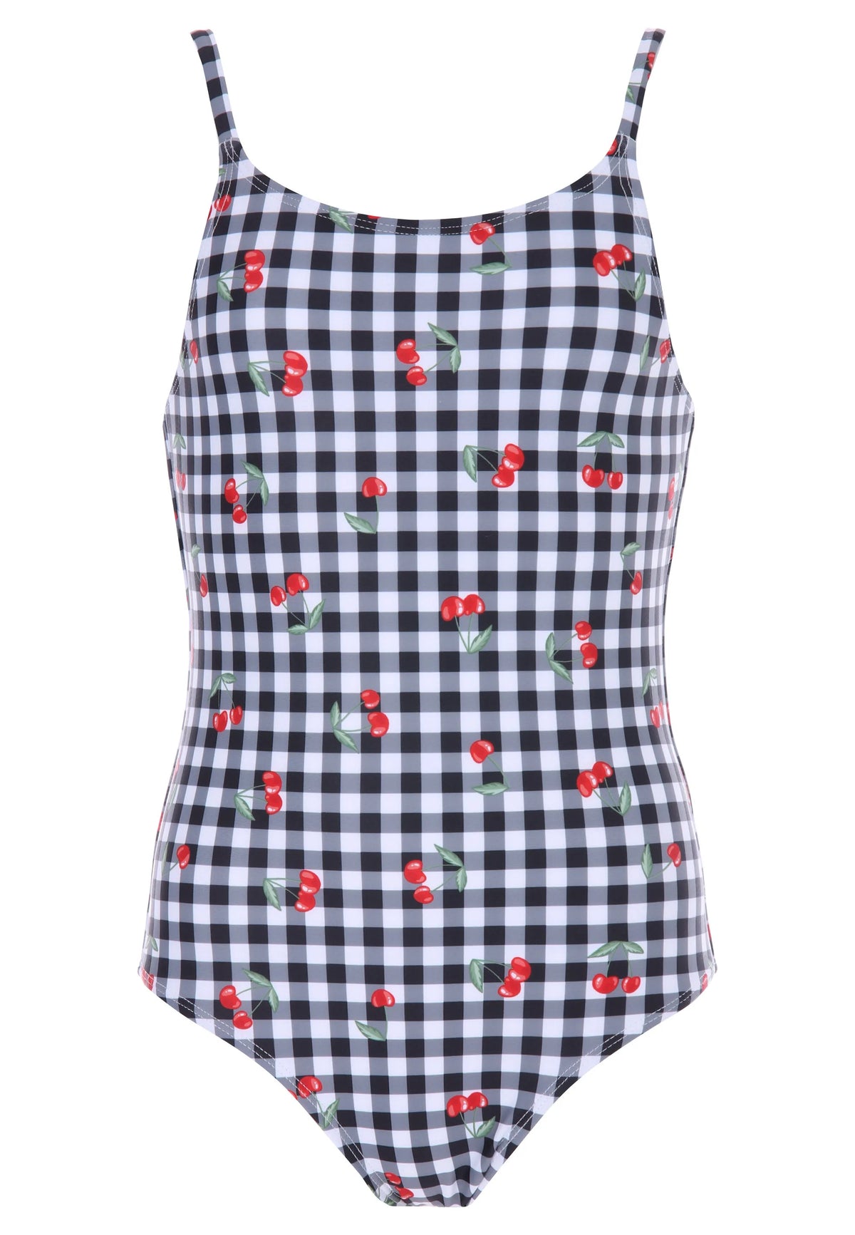 Older Girls Black Gingham Cherry Swimsuit