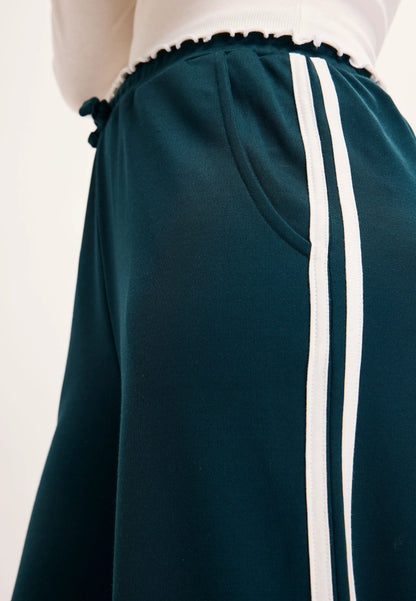 Older Girls Green Side Stripe Wide Leg Joggers