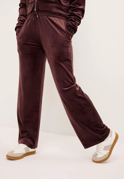 Older Girls Chocolate Brown Velour Wide Leg Joggers