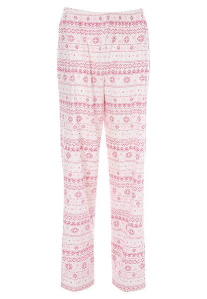 Womens Pink Heart Fairisle Pyjama Set