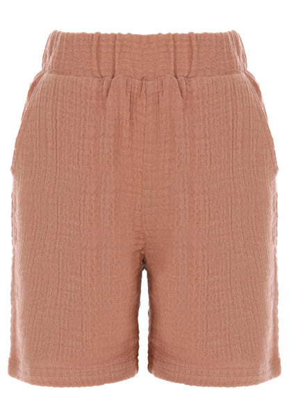 Younger Boys Rust Stripe Cheesecloth Shirt & Shorts Set