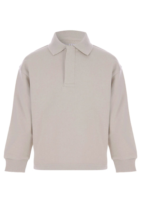 Younger Boys Stone Cotton Polo Sweatshirt