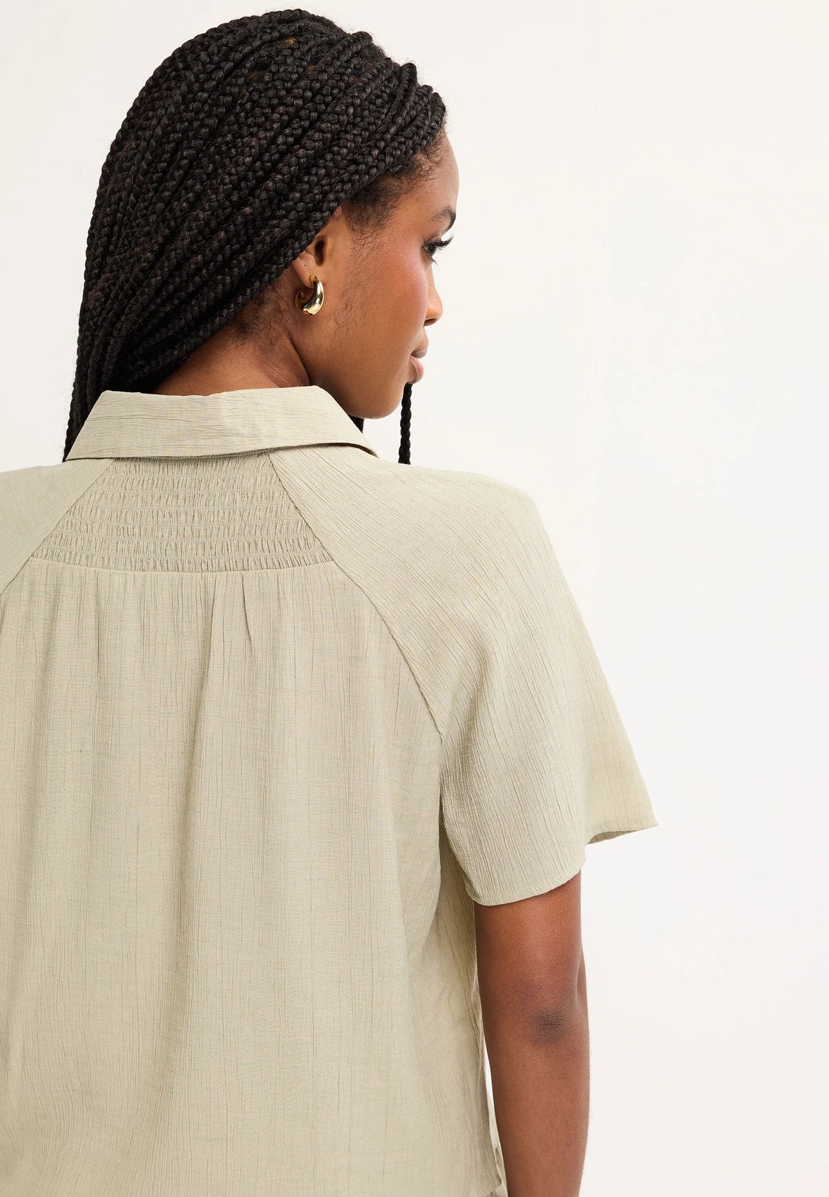 Womens Sage Textured Short Sleeve Shirt