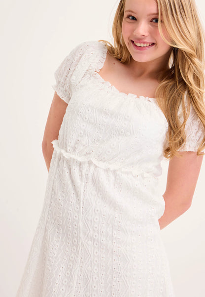 Older Girls White Crochet Dress
