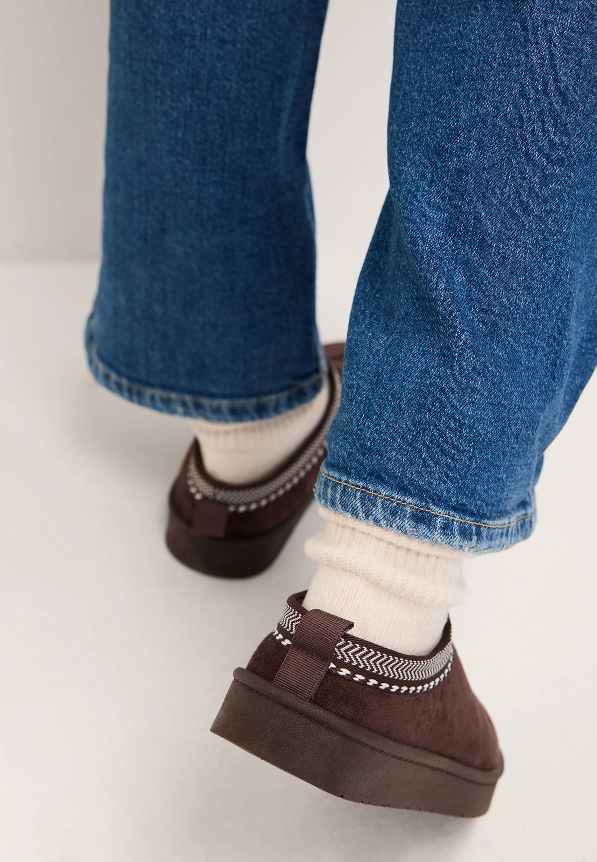 Womens Chocolate Brown Casual Cosy Mules