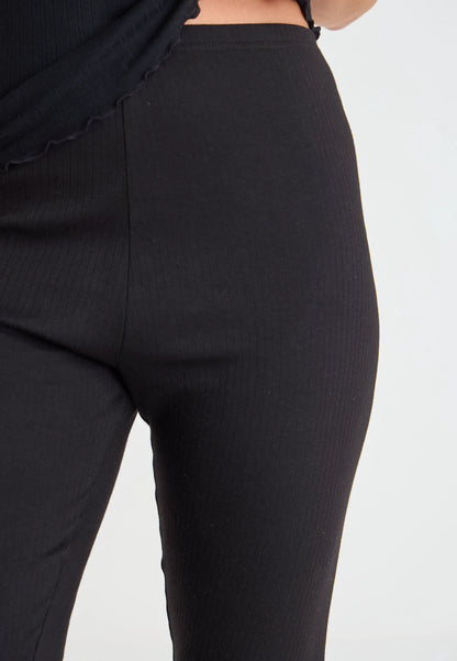 Womens Black Thermal Ribbed Leggings