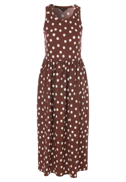 Womens Chocolate Brown Polka Dot Textured Dress