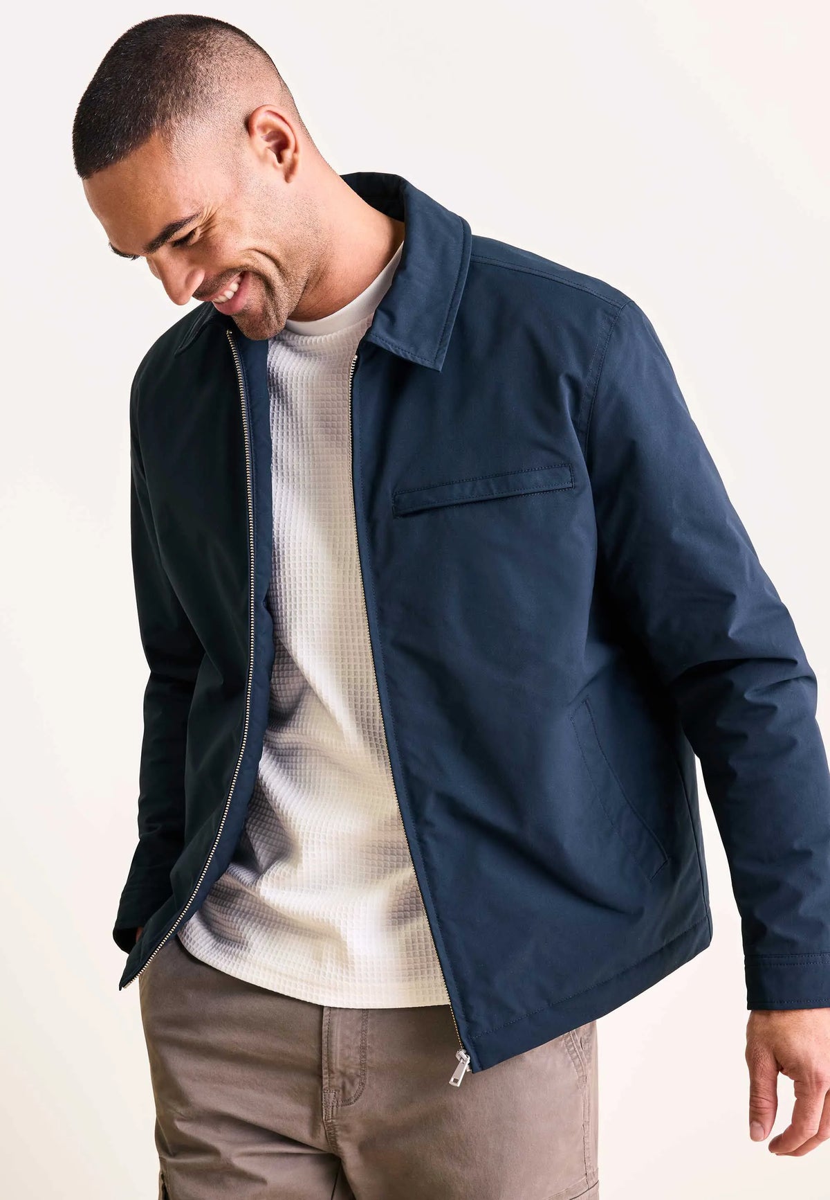 Mens Navy Lightly Padded Jacket