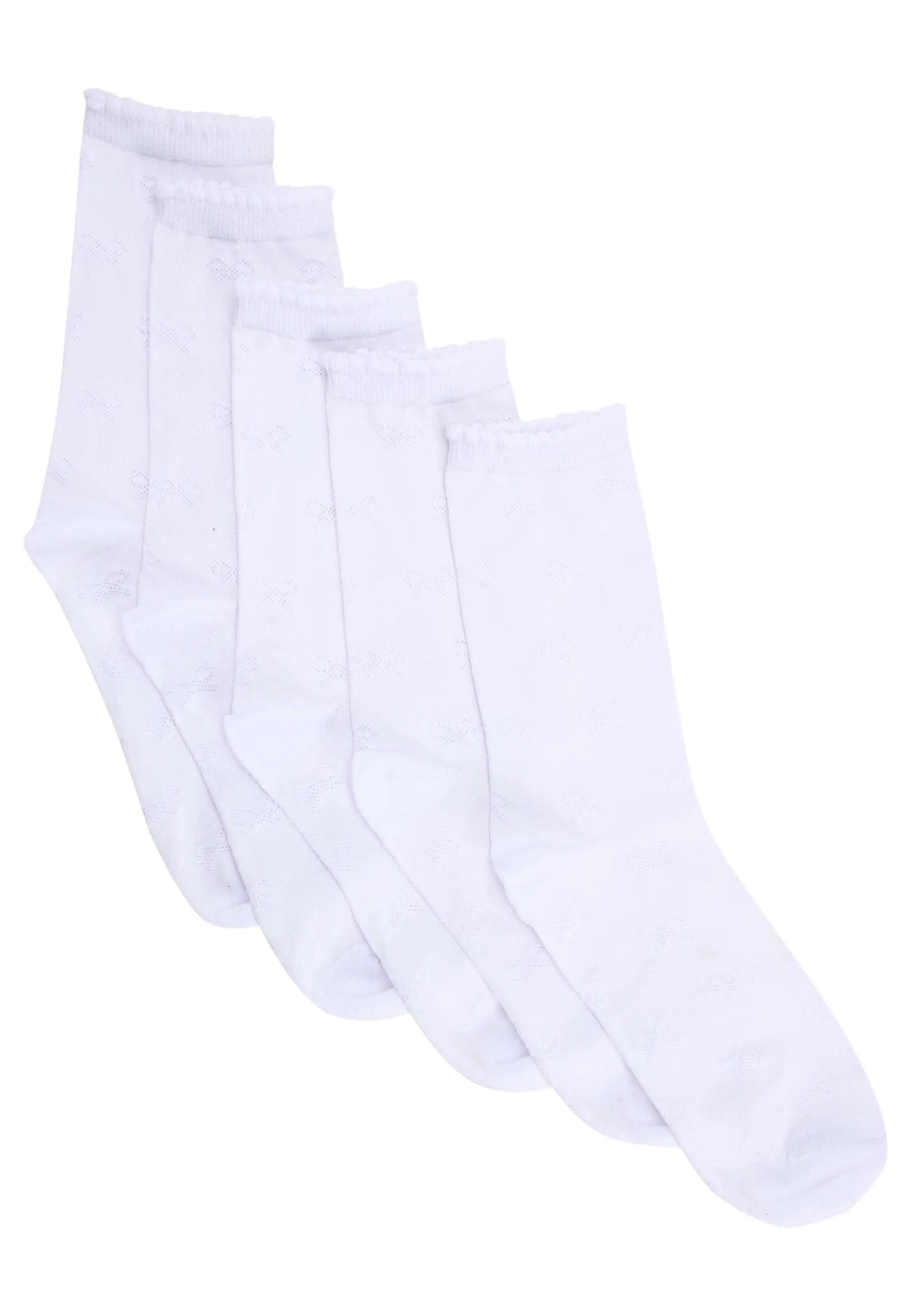 Girls 5pk White Bow Textured Ankle Socks