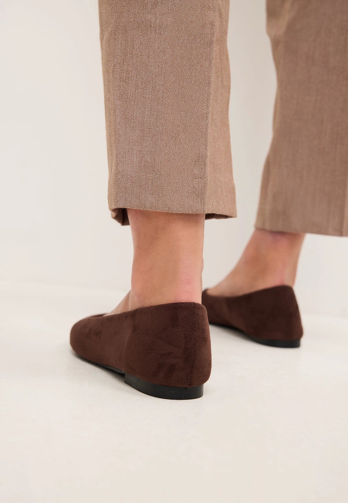 Womens Chocolate Brown Pointed Ballet Pump Shoes