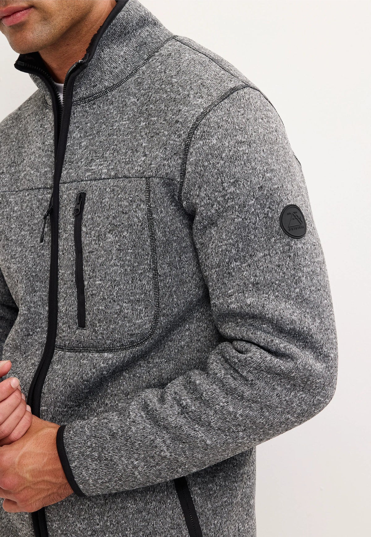 Mens Charcoal Sherpa Zip Through Sweatshirt