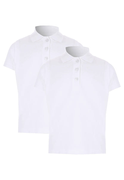 Girls 2 Pack White School Polo Shirts