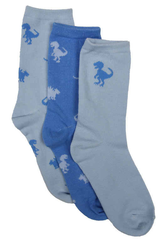 Boys 3pk Blue Dinosaur Ankle Socks