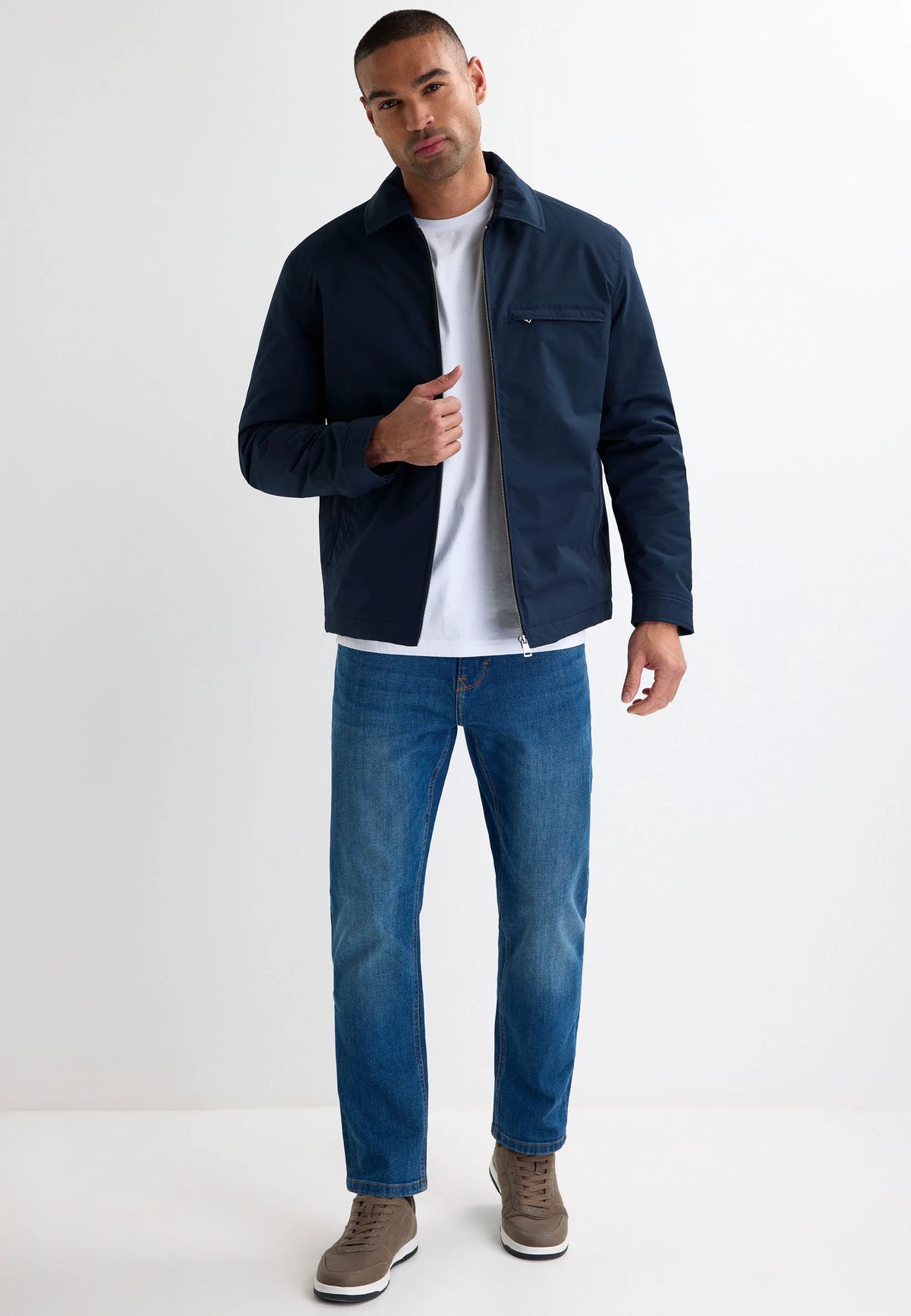 Mens Navy Lightly Padded Jacket