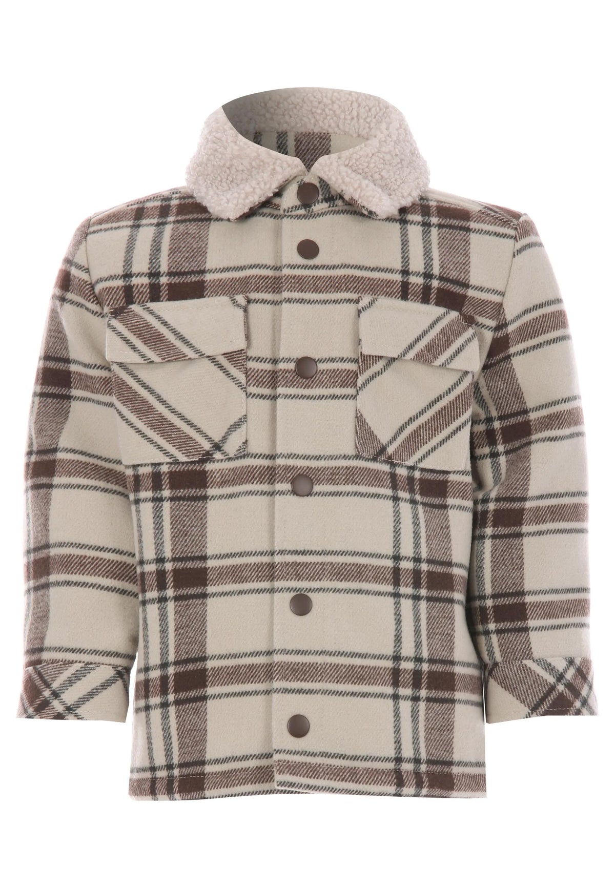 Younger Boys Stone Check Shirt Jacket
