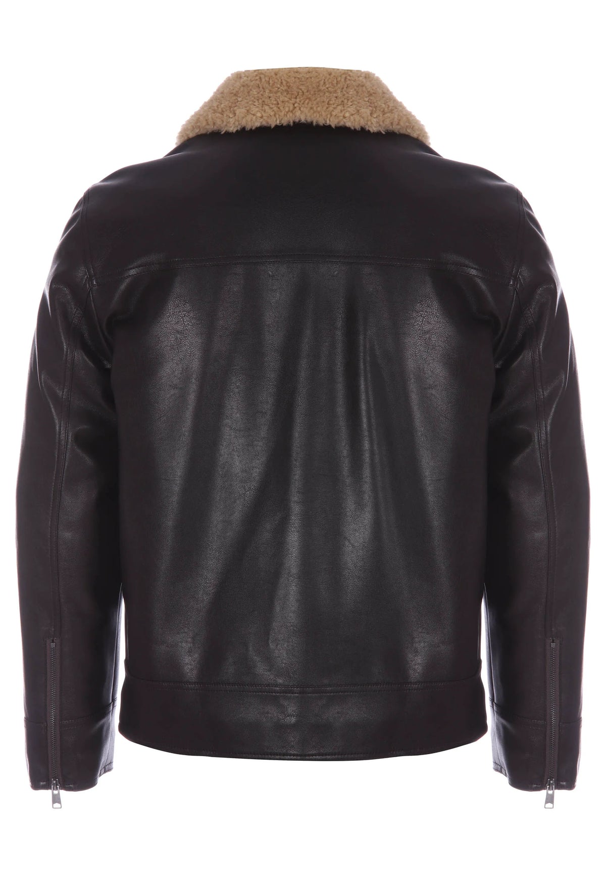 Mens Brown Faux Leather Aviator Jacket