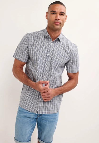 Mens Grey Check Poplin Cotton Shirt